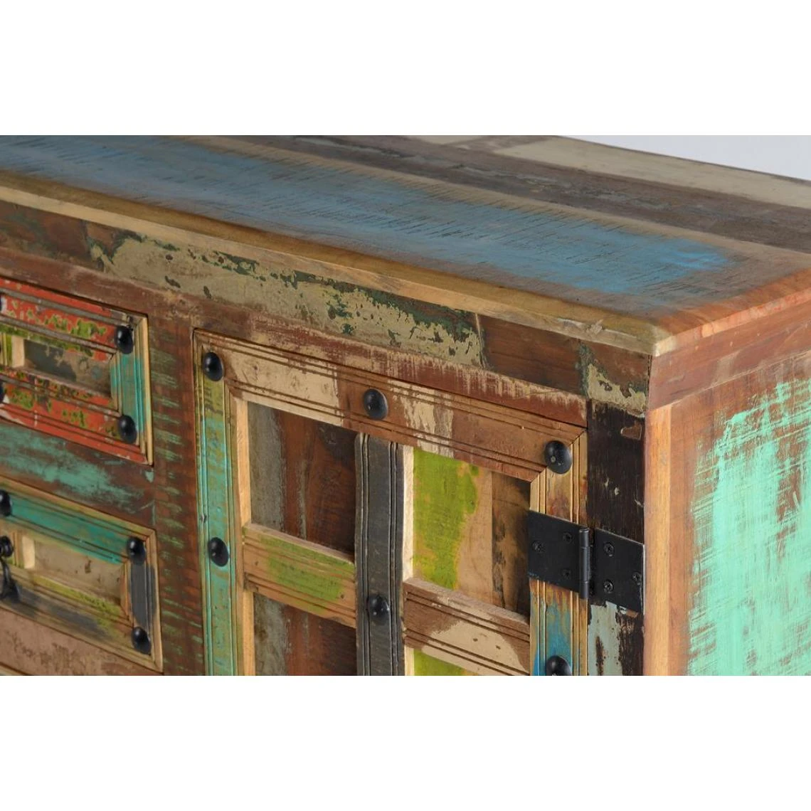 Pegane Buffet Commode En Bois Recyclé Multicolore - Longueur 150 X Profondeu... 6 Pegane Buffet Commode En Bois Recyclé Multicolore - Longueur 150 X Profondeu... – Image 4