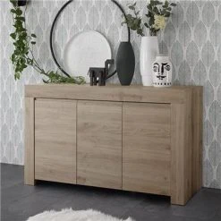 NOUVOMEUBLE Buffet Contemporain 140 Cm Chêne Clair ALANO