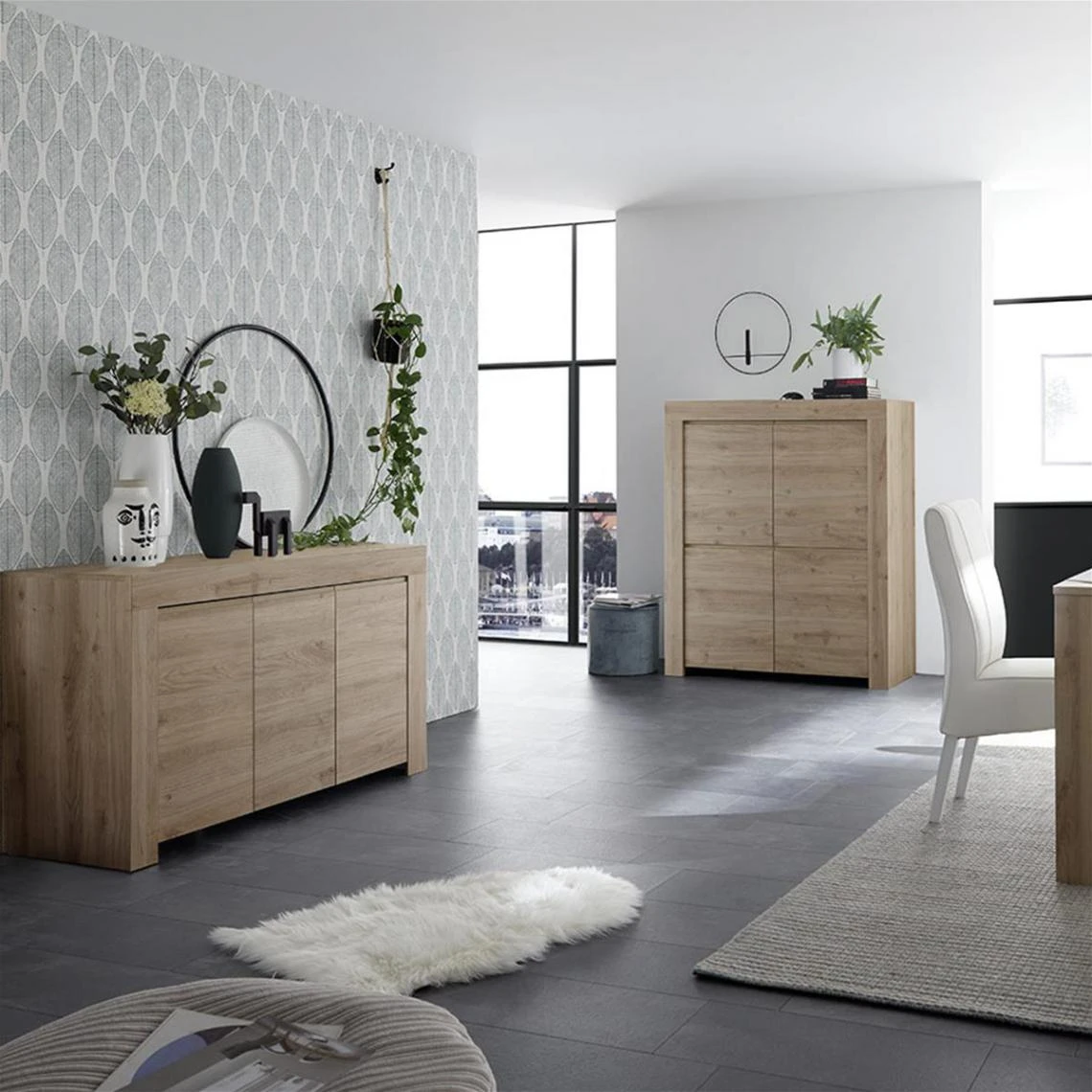 NOUVOMEUBLE Buffet Contemporain 140 Cm Chêne Clair ALANO 6 NOUVOMEUBLE Buffet Contemporain 140 Cm Chêne Clair ALANO – Image 4