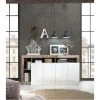 CSTORE Buffet - Effet Bois Vintage Et Blanc Laqué - Style Contemporain - 4 P...