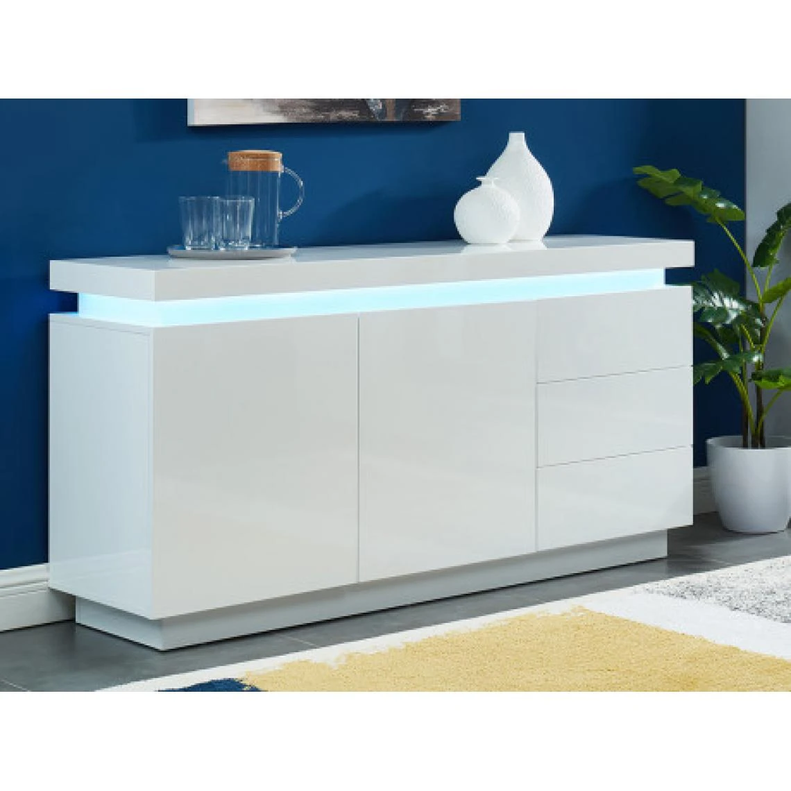 Vente-unique Buffet EMERSON II - LEDs - 2 Portes & 3 Tiroirs - MDF Laqué Blanc 3 Vente-unique Buffet EMERSON II - LEDs - 2 Portes & 3 Tiroirs - MDF Laqué Blanc