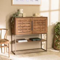 MACABANE Buffet En Bois De Teck Recyclé 2 Portes