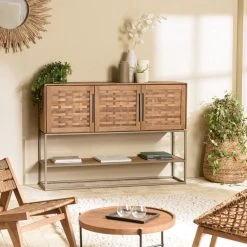 MACABANE Buffet En Bois De Teck Recyclé 3 Portes