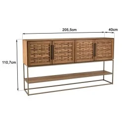 MACABANE Buffet En Bois De Teck Recyclé 4 Portes En Tissage De Bambou -SoBuy Shop buffet en bois de teck recycle 4 portes en tissage de bambou 501584 3 1140x1140