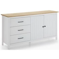 Pegane Buffet En Pin Massif Décor Ciré Chêne Et Blanc, Meuble De Rangement... -SoBuy Shop buffet en pin massif decor cire chene et blanc meuble de rangement longueur 150 x profondeur 40 x hauteur 80 cm 14067118 39062700 1140x1140