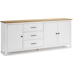 Pegane Buffet En Pin Massif Décor Ciré Chêne Et Blanc, Meuble De Rangement... -SoBuy Shop buffet en pin massif decor cire chene et blanc meuble de rangement longueur 190 x profondeur 40 x hauteur 80 cm 14067136 39062784 1140x1140