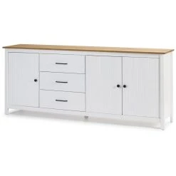 Pegane Buffet En Pin Massif Décor Ciré Chêne Et Blanc, Meuble De Rangement... -SoBuy Shop buffet en pin massif decor cire chene et blanc meuble de rangement longueur 190 x profondeur 40 x hauteur 80 cm 14067136 39062786 1140x1140