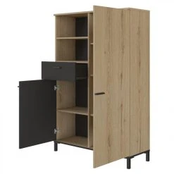 Time Buffet Haut 2 Portes/1 Tirorir TRUST Imitation Chêne/noir -SoBuy Shop buffet haut 2 portes1 tirorir trust chenenoir 9160977 23915099 1140x1140