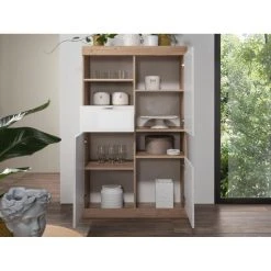 Vente-unique Buffet Haut Avec 3 Portes Et 1 Tiroir - Naturel Et Blanc Laqué - EVOL... -SoBuy Shop buffet haut avec 3 portes et 1 tiroir naturel et blanc laque evolia 13958026 38674396 1140x1140
