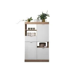 Vente-unique Buffet Haut Avec 3 Portes Et 1 Tiroir - Naturel Et Blanc Laqué - EVOL... -SoBuy Shop buffet haut avec 3 portes et 1 tiroir naturel et blanc laque evolia 13958026 38674398 1140x1140