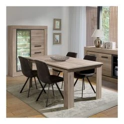 NOUVOMEUBLE Vaisselier Avec LED 130 Cm Couleur Chêne Clair WINONA -SoBuy Shop buffet haut bois contemporain zd3 z