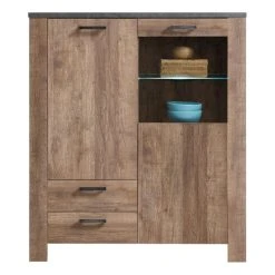 Linea Natura Buffet Haut L.122 ANVERS Imitation Chêne Vieilli/béton