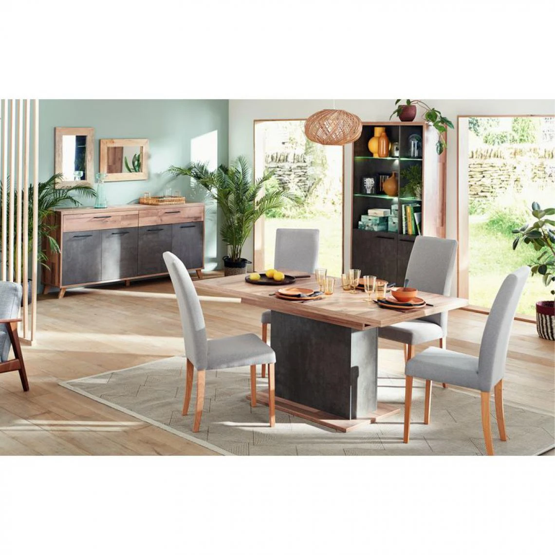 BUT Buffet L.203,9 RICCIANO Imitation Chêne Et Béton 4 BUT Buffet L.203,9 RICCIANO Imitation Chêne Et Béton – Image 2