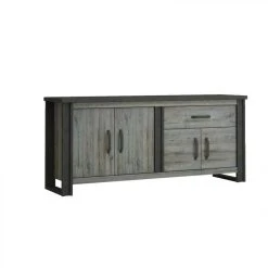 BUT Buffet L.204 Cm BAXTER Imitation Chêne Gris