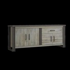 BUT Buffet L.224 Cm BAXTER Imitation Chêne Gris