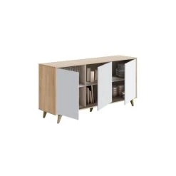 Usinestreet Buffet LAURA 3 Portes Avec 3 étagères L154cm - Blanc / Bois -SoBuy Shop buffet laura 3 portes avec 3 etageres l154cm blanc bois 11569340 30359190 1140x1140