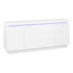 BUT Buffet LED 3 Portes 3 Tiroirs COLORS Blanc