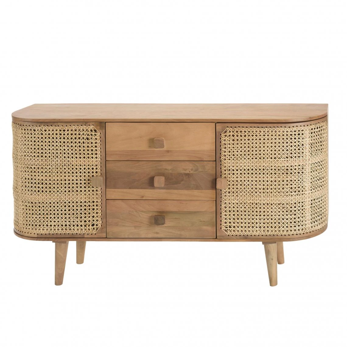 MACABANE Buffet Marron 2 Portes 3 Tiroirs Bois De Jamelonier Et Cannage ISA 4 MACABANE Buffet Marron 2 Portes 3 Tiroirs Bois De Jamelonier Et Cannage ISA – Image 2