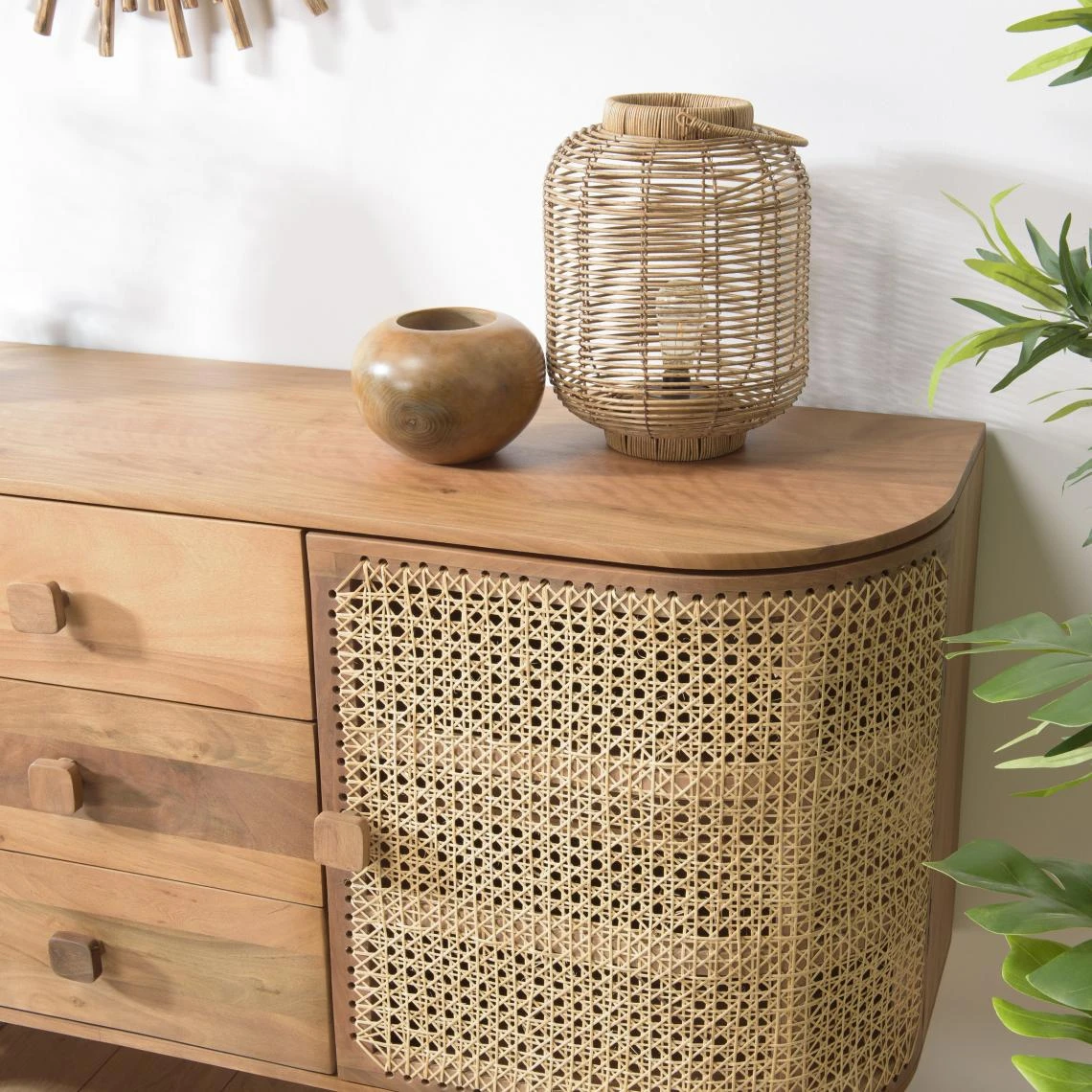 MACABANE Buffet Marron 2 Portes 3 Tiroirs Bois De Jamelonier Et Cannage ISA 9 MACABANE Buffet Marron 2 Portes 3 Tiroirs Bois De Jamelonier Et Cannage ISA – Image 7