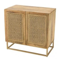 MACABANE Buffet Marron 2 Portes Bois Manguier Et Cannage Pied Métal Doré ISA -SoBuy Shop buffet marron 2 portes bois manguier et cannage pied metal dore isa 3367838 6249666 66 1140x1140