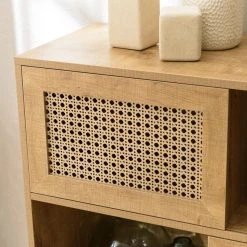 MACABANE Buffet Marron 3 Niches 3 Portes Effet Cannage Pieds Métal CHARLIE -SoBuy Shop buffet marron 3 niches 3 portes effet cannage pieds metal charlie 737102 3 1140x1140