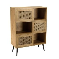 MACABANE Buffet Marron 3 Niches 3 Portes Effet Cannage Pieds Métal CHARLIE -SoBuy Shop buffet marron 3 niches 3 portes effet cannage pieds metal charlie 737102 4 1140x1140