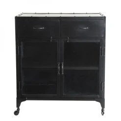 MACABANE Buffet Métal ROMAIN Noir Industriel 2 Portes 2 Tiroirs -SoBuy Shop buffet metal romain noir industriel 2 portes 2 tiroirs 666018 2 1140x1140