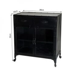 MACABANE Buffet Métal ROMAIN Noir Industriel 2 Portes 2 Tiroirs -SoBuy Shop buffet metal romain noir industriel 2 portes 2 tiroirs 666018 9 1140x1140