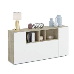 Pegane Buffet Meuble De Rangement Avec 3 Portes Coloris Chêne Alaska / Blanc... -SoBuy Shop buffet meuble de rangement avec 3 portes coloris chene alaska blanc artic longueur 150 x hauteur 76 x profondeur 41 cm 10516464 27258426 1140x1140