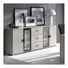 HAPPYMOBILI Buffet Bahut Couleur Chêne Gris Contemporain CLAUDIA -SoBuy Shop buffet moderne gris vitre noir zd1 z
