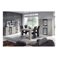 HAPPYMOBILI Buffet Bahut Couleur Chêne Gris Contemporain CLAUDIA 7 HAPPYMOBILI Buffet Bahut Couleur Chêne Gris Contemporain CLAUDIA -SoBuy Shop buffet moderne gris vitre noir zd3 z