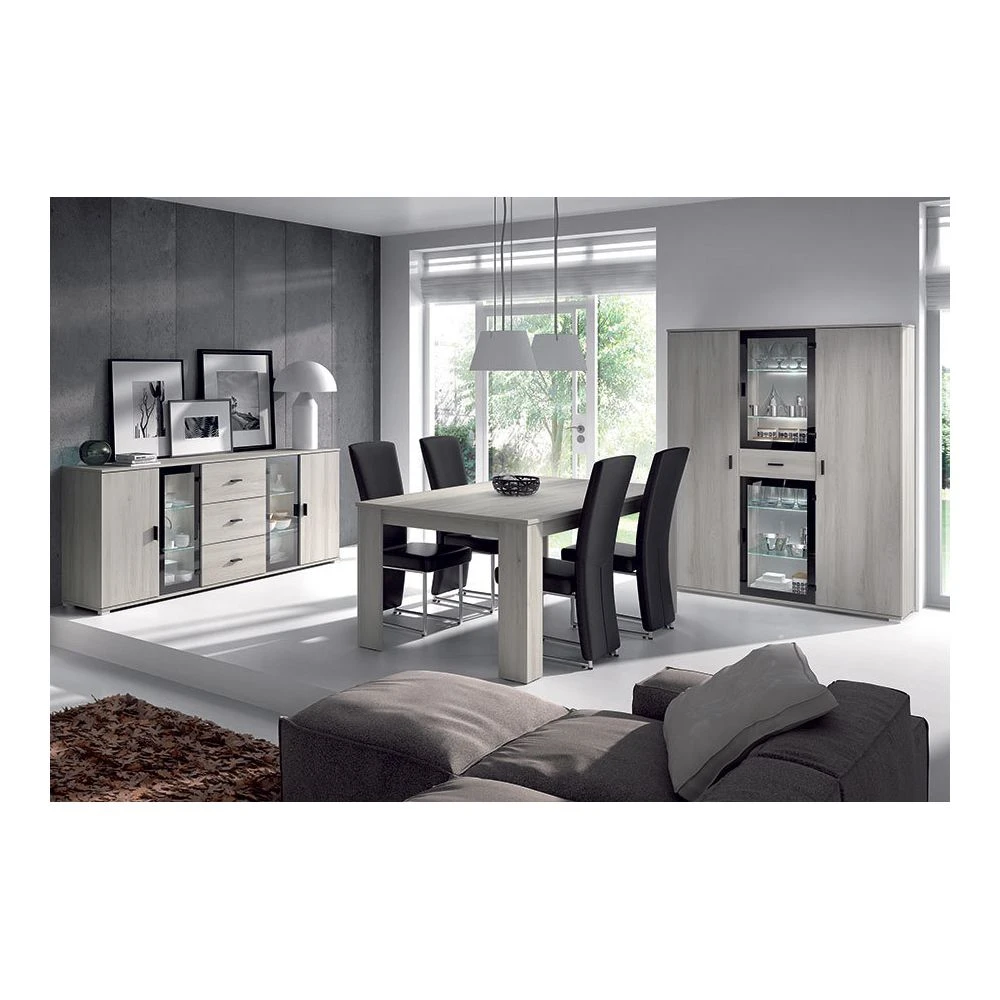 HAPPYMOBILI Buffet Bahut Couleur Chêne Gris Contemporain CLAUDIA 5 HAPPYMOBILI Buffet Bahut Couleur Chêne Gris Contemporain CLAUDIA – Image 3