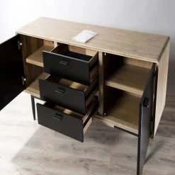 MACABANE Buffet PALOMA 3 Tiroirs 2 Portes Bois Et Métal -SoBuy Shop buffet paloma 3 tiroirs 2 portes bois et metal design 3197680 4 1140x1140 1