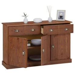 IDIMEX Buffet PARIS En Pin Massif, 3 Portes Et 2 Tiroirs, Lasuré Brun Foncé -SoBuy Shop buffet paris en pin massif 3 portes et 2 tiroirs lasure brun fonce 9331079 24356091 1140x1140