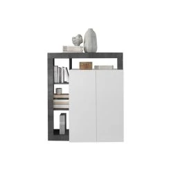 Vente-unique Buffet Haut SEFRO - 2 Portes Et 4 Niches - Blanc Laqué Et Béton -SoBuy Shop buffet sefro 11928400 31578544 1140x1140