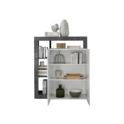 Vente-unique Buffet Haut SEFRO - 2 Portes Et 4 Niches - Blanc Laqué Et Béton -SoBuy Shop buffet sefro 11928400 31578546 1140x1140