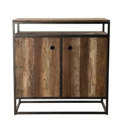 MACABANE Buffet SIXTINE 2 Portes Et 1 Étagère Bois Teck Recyclé Acacia Mahog... -SoBuy Shop buffet sixtine 2 portes et 1 tagere bois teck recycle acacia mahogany et metal 3197518 2 1140x1140 1
