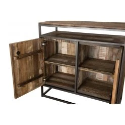 MACABANE Buffet SIXTINE 2 Portes Et 1 Étagère Bois Teck Recyclé Acacia Mahog... -SoBuy Shop buffet sixtine 2 portes et 1 tagere bois teck recycle acacia mahogany et metal 3197518 5 1140x1140 1