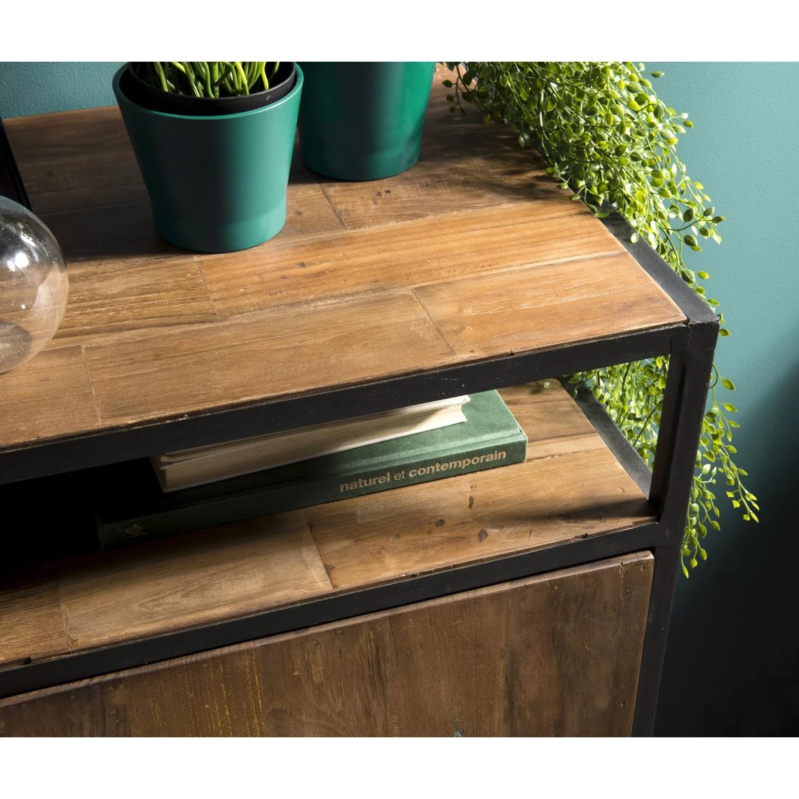 MACABANE Buffet SIXTINE 2 Portes Et 1 Étagère Bois Teck Recyclé Et Métal 12 MACABANE Buffet SIXTINE 2 Portes Et 1 Étagère Bois Teck Recyclé Et Métal – Image 10