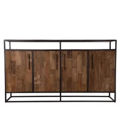 MACABANE Buffet SIXTINE 4 Portes 1 Étagère Bois Teck Recyclé Et Métal -SoBuy Shop buffet sixtine 4 portes 1 tagere bois teck recycle et metal 3197538 2 1140x1140 1