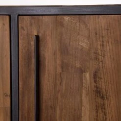 MACABANE Buffet SIXTINE 4 Portes 1 Étagère Bois Teck Recyclé Et Métal -SoBuy Shop buffet sixtine 4 portes 1 tagere bois teck recycle et metal 3197538 4 1140x1140 2