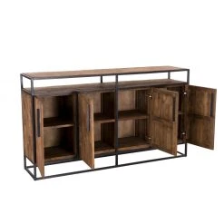 MACABANE Buffet SIXTINE 4 Portes 1 Étagère Bois Teck Recyclé Et Métal -SoBuy Shop buffet sixtine 4 portes 1 tagere bois teck recycle et metal 3197538 5 1140x1140 1