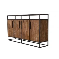MACABANE Buffet SIXTINE 4 Portes 1 Étagère Bois Teck Recyclé Et Métal -SoBuy Shop buffet sixtine 4 portes 1 tagere bois teck recycle et metal 3197538 8 1140x1140
