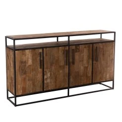 MACABANE Buffet SIXTINE 4 Portes 1 Étagère Bois Teck Recyclé Et Métal -SoBuy Shop buffet sixtine 4 portes 1 tagere bois teck recycle et metal 3197538 9 1140x1140 1