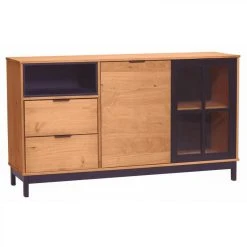 BUT Buffet Style Atelier BRONX Bois Massif Et Noir