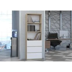 Hucoco CAMELLA | Bibliothèque élégante Salon Chambre Bureau | 180x60x33 Cm... -SoBuy Shop camella bibliotheque elegante salon chambre bureau 180x60x33 cm 3 tiroirs 2 etageres meuble de rangement sonomablanc 9722212 25172968 1140x1140