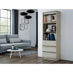 Hucoco CATANIA - Bibliothèque Moderne 3 Tiroirs + 2 étagères - 180x60x35 -... -SoBuy Shop catania bibliotheque moderne 3 tiroirs 2 etageres 180x60x35 meuble de rangement etageres livres deco aspect bois sonmablanc 10955814 28617568 1140x1140