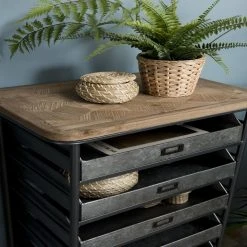 MACABANE Chiffonnier HELENA Meuble 7 Tiroirs Zinc Plateau Sapin Marqueté Struc... -SoBuy Shop chiffonnier helena meuble 7 tiroirs zinc plateau sapin marquete structure metal design 3197672 5 1140x1140 1