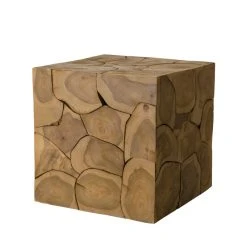 MACABANE Cube 40x40cm Bois Teck Nature Suva
