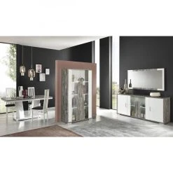 Altobuy DENYS - Vitrine 2 Portes Laqué Blanc Et Effet Bois Taupe -SoBuy Shop denys vitrine 2 portes laque blanc et effet bois taupe 11636954 30617546 1140x1140